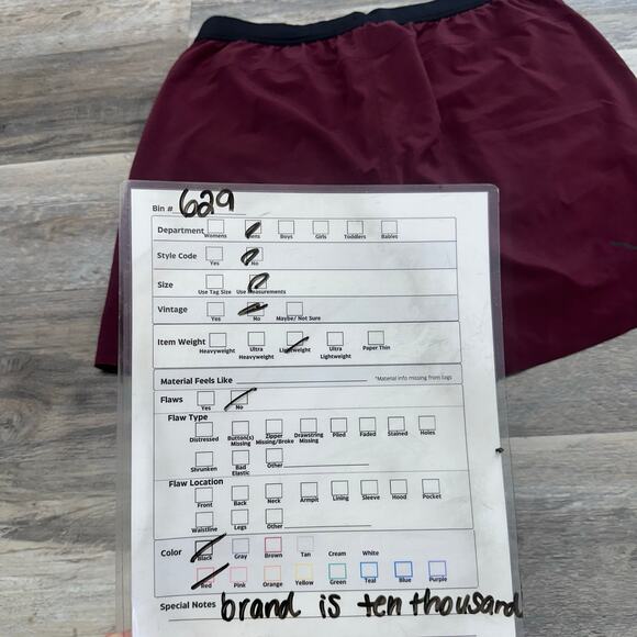 Ten Thousand Interval Maroon Red Medium Elastic Waist Pull On Activewear‎ Shorts - Picture 11 of 11